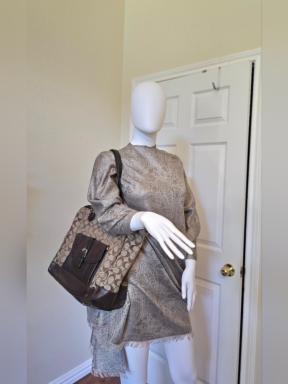 Coach Charlie Signature Python Embossed Tote